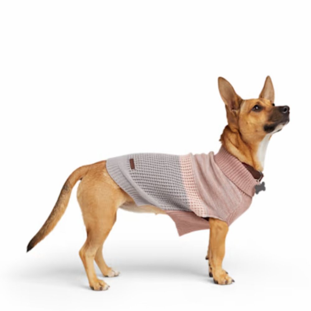 Reddy Pink/Grey Colorblock Dog Sweater, Medium